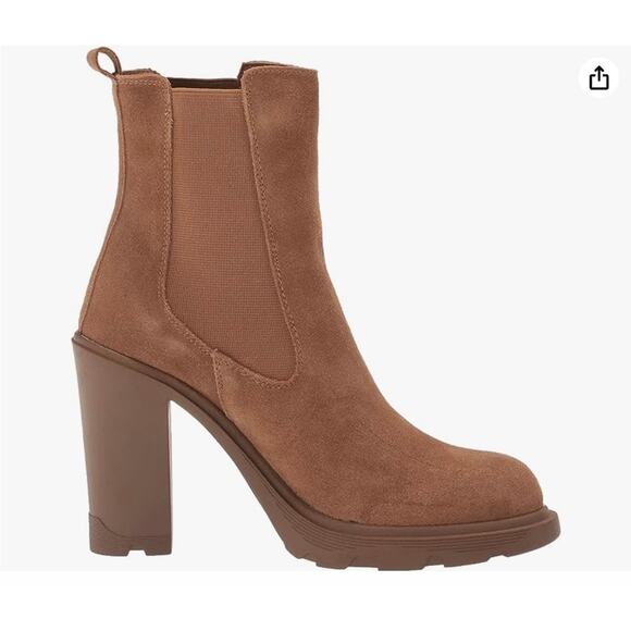 Nine West Ream2 Womens Chelsea Heel Boots Size 6 Natural Brown Suede Boots New - Picture 12 of 16